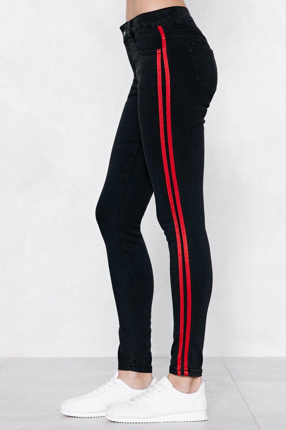 Stripe By My Side Skinny Jeans Nasty Gal
