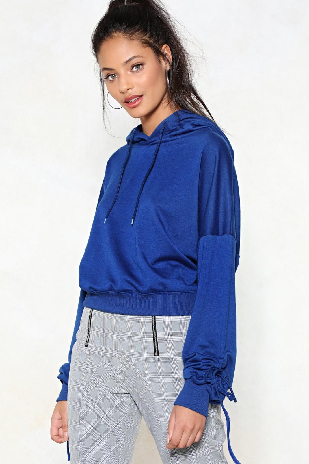 Put It to the Test Ruched Hoodie, Blue image number 1