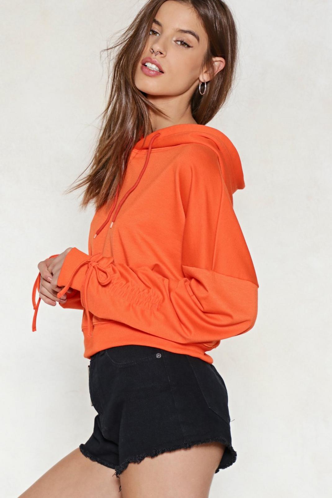 Put It to the Test Ruched Hoodie, Orange image number 1