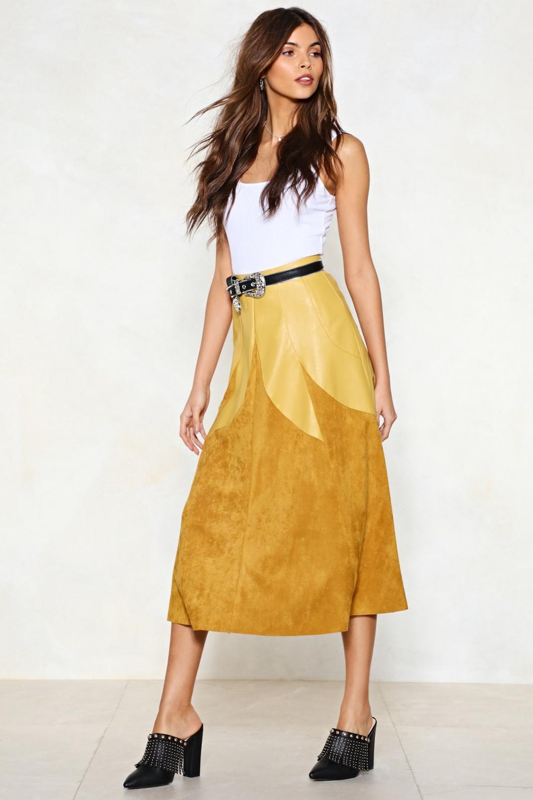 Know a Thing or Two Faux Suede Skirt image number 1