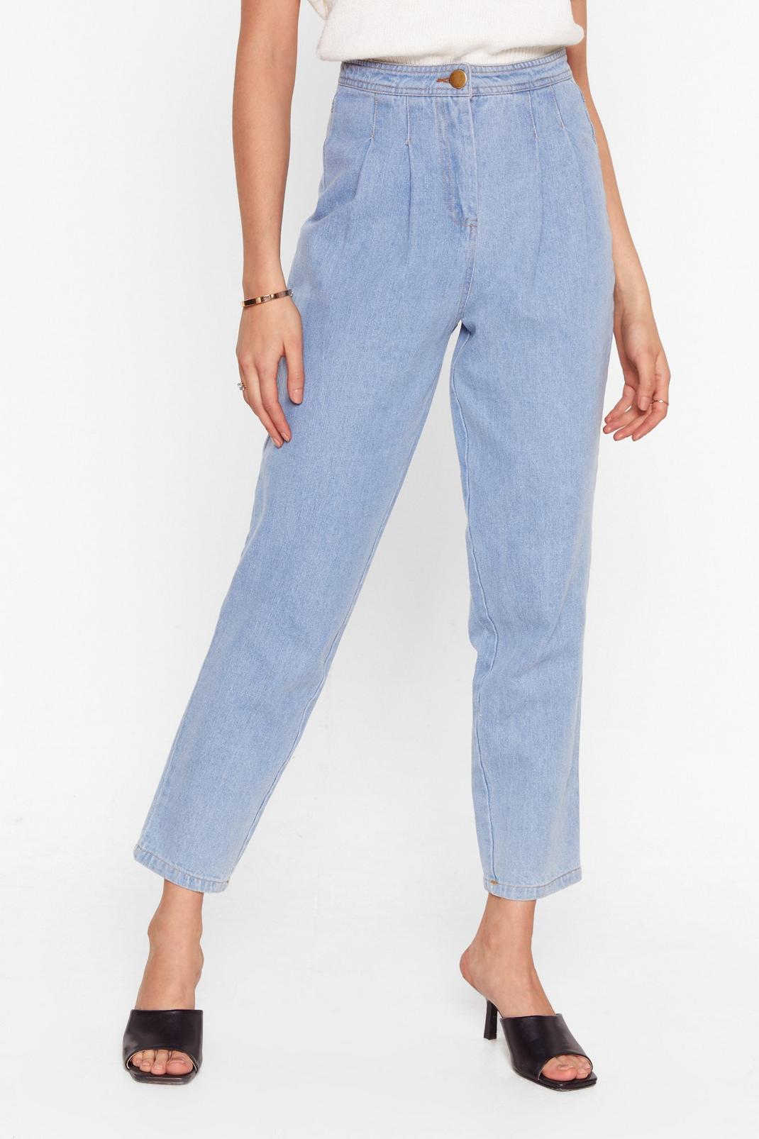 blue high waisted mom jeans