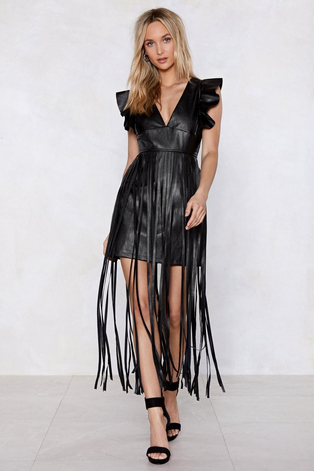 Dance the Night Away Faux Leather Dress image number 1