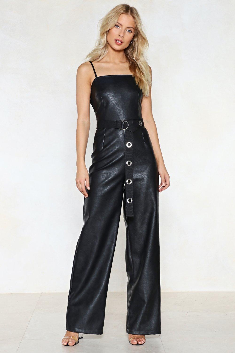 In the Dark Faux Leather Jumpsuit | Nasty Gal