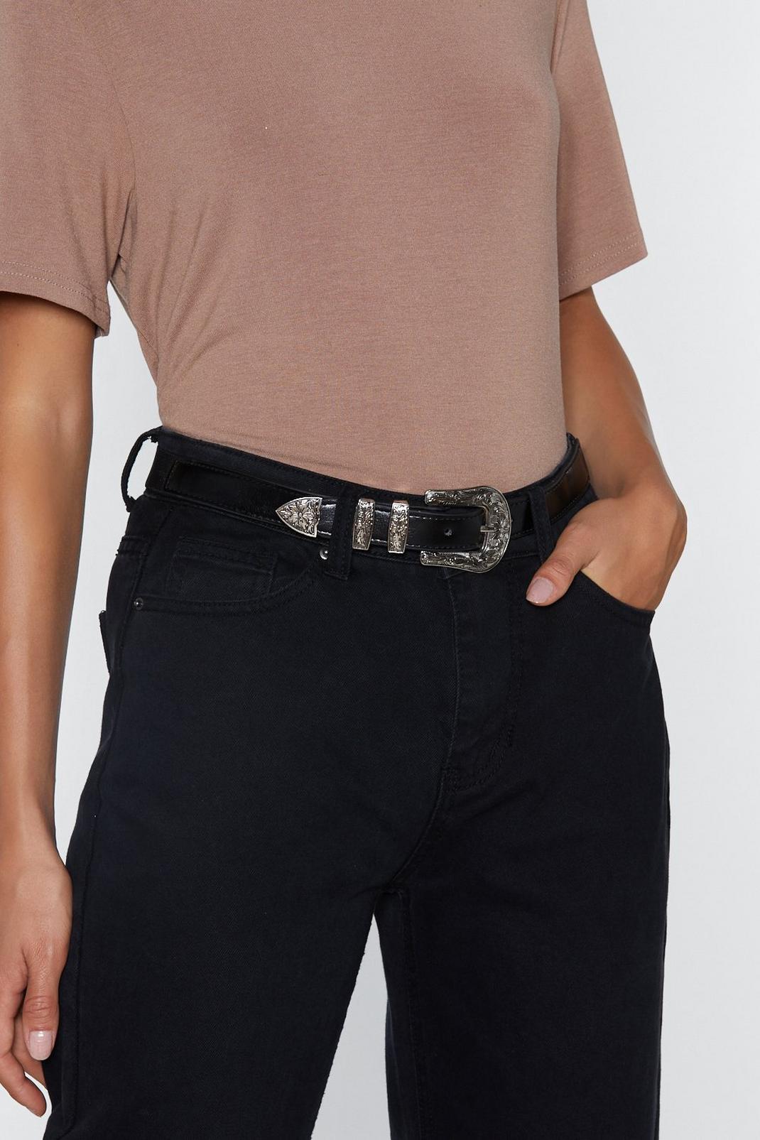 105 Faux Leather Western Buckle Belt image number 2