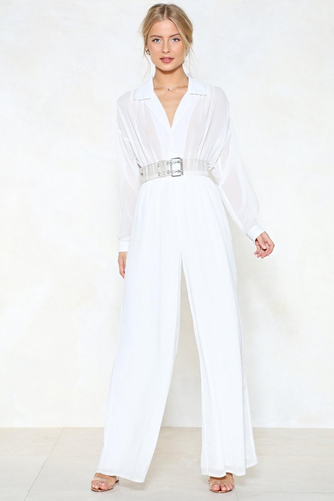 White Jump to It Wide-Leg Jumpsuit image number 1