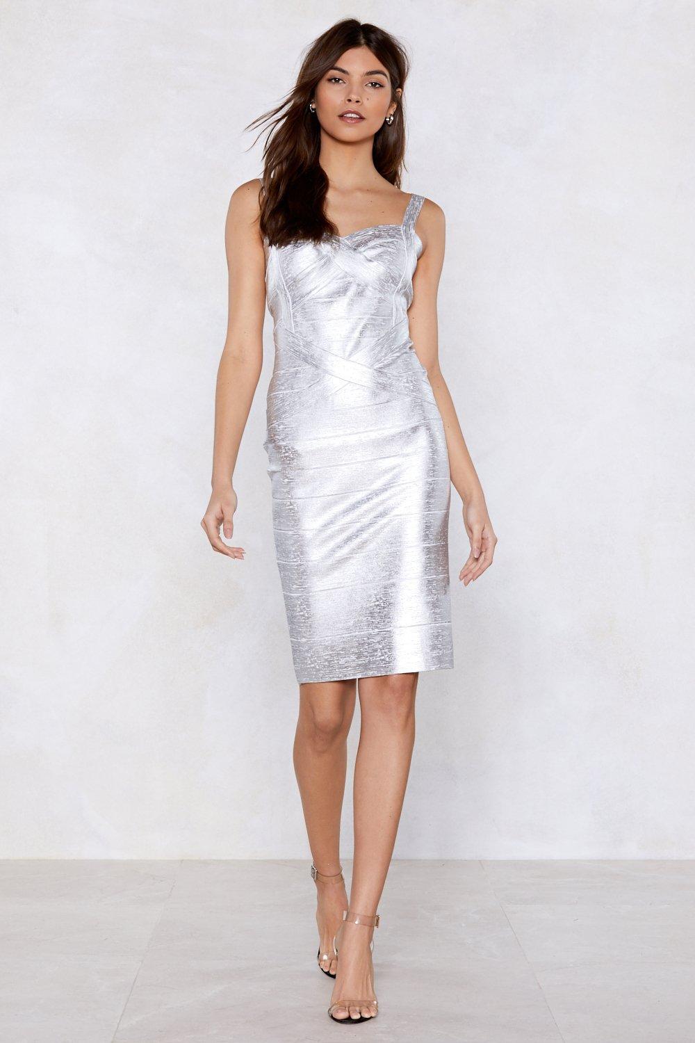 silver bandage dress