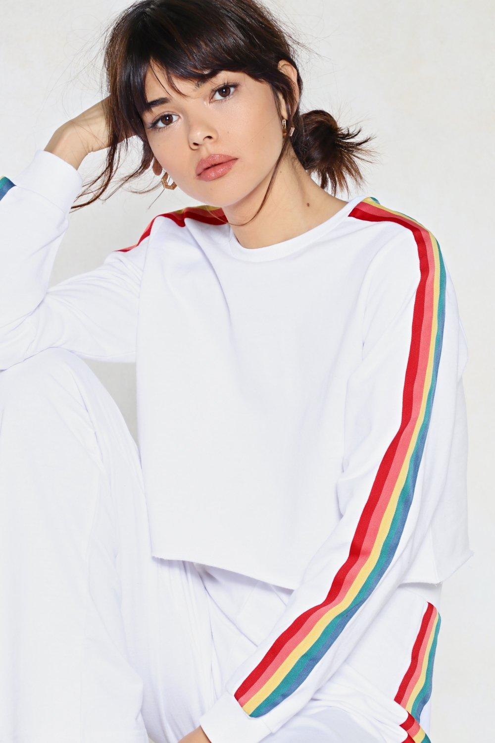 white rainbow sweatshirt