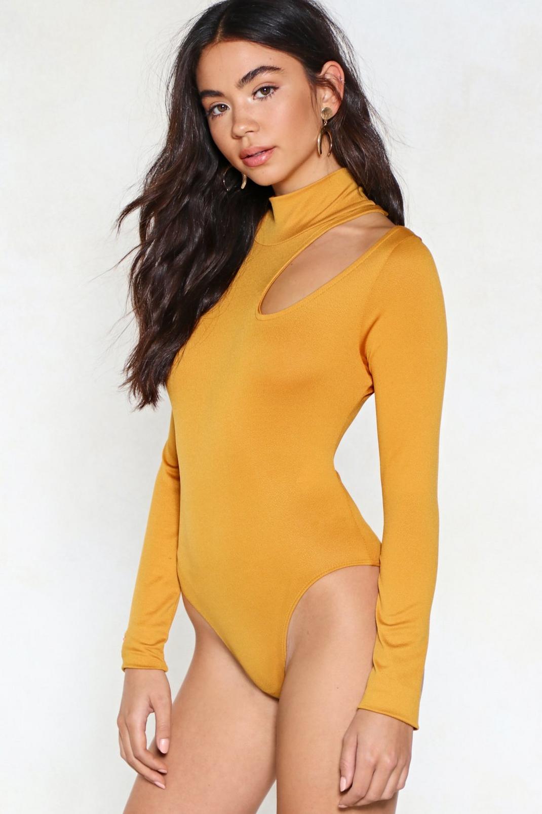 Mustard Work It Cut-Out Bodysuit image number 1