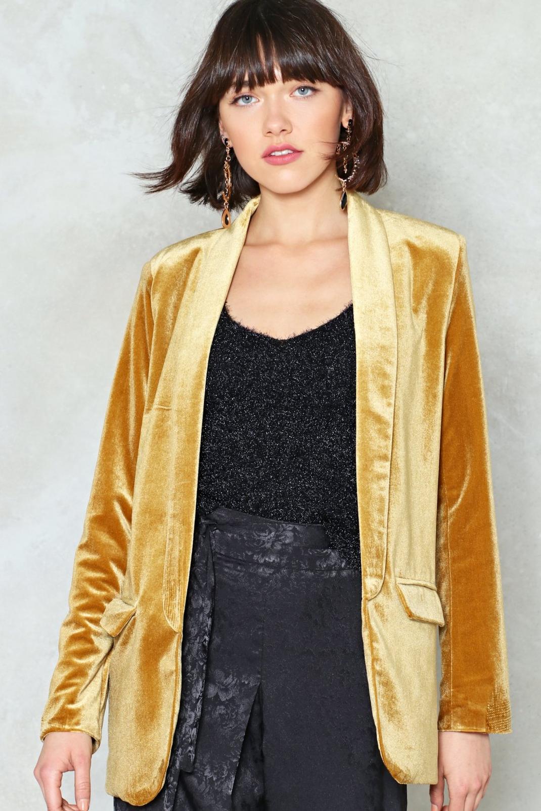 Yellow Get a Gold of This Velvet Blazer image number 1