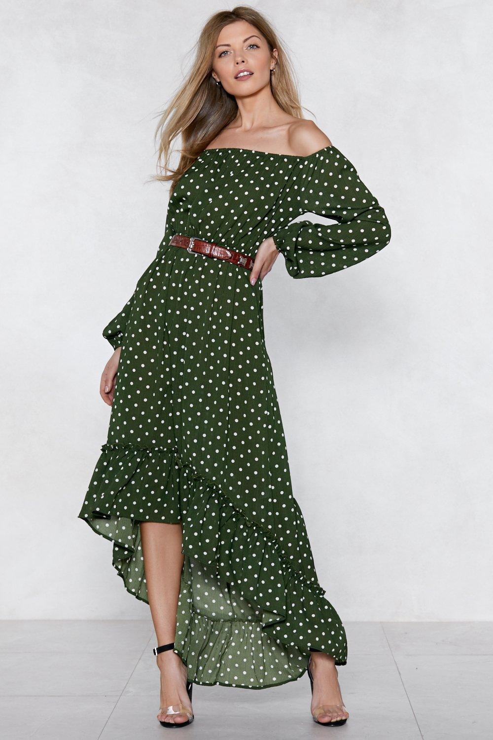 green spot maxi dress