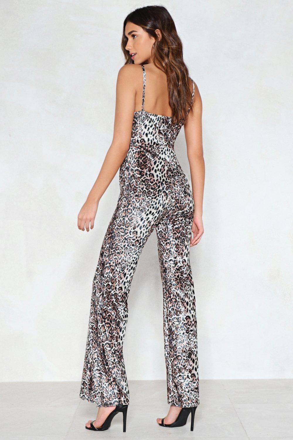 velvet leopard jumpsuit
