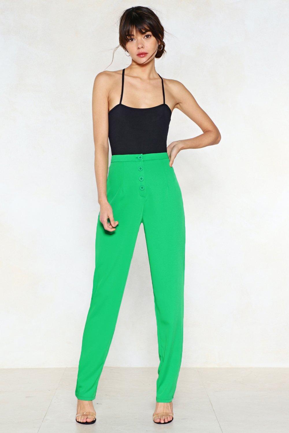 green high waisted pants