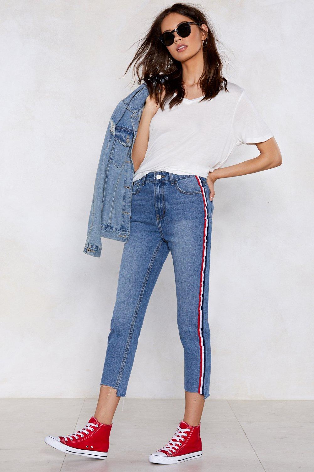 jeans with a stripe