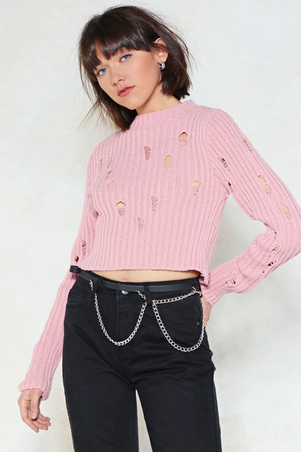 Hole In One Distressed Sweater Nasty Gal