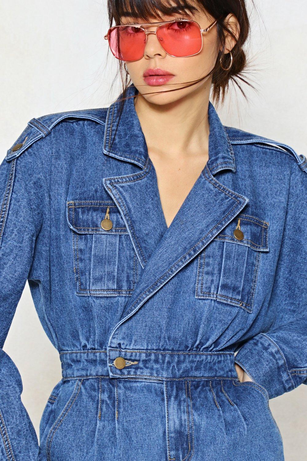 Blue jean sale baby denim jumpsuit