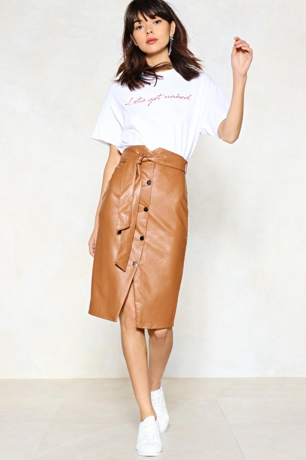 Snap to It Faux Leather Skirt image number 1