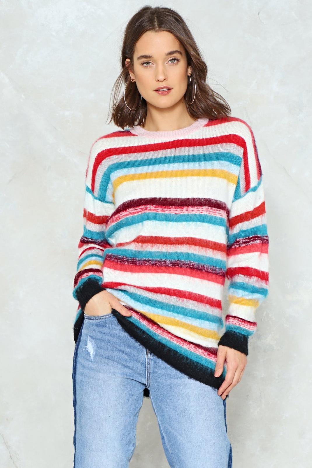 Somewhere Over the Rainbow Striped Sweater | Nasty Gal