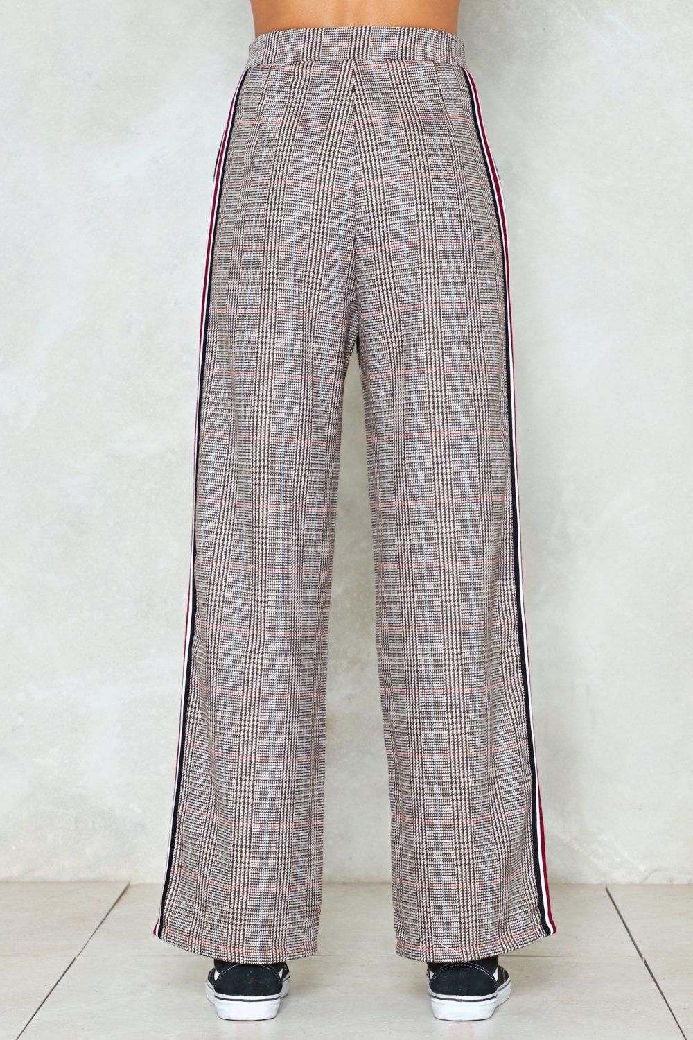 Checkered pants with hot sale side stripe