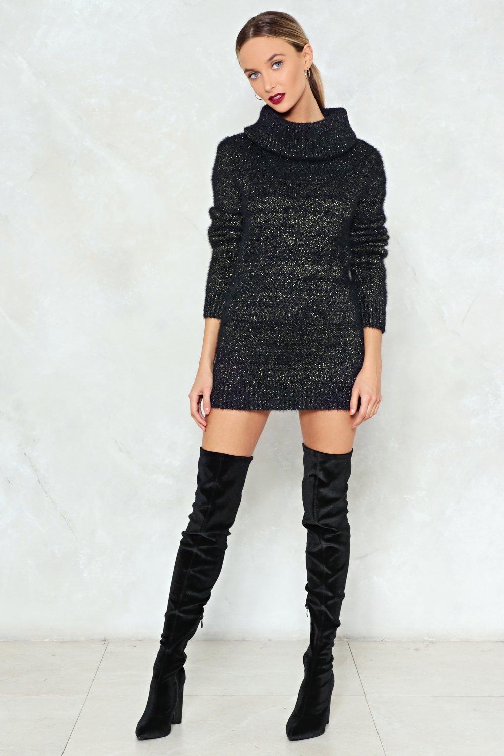 Deal With Knit Metallic Sweater Dress