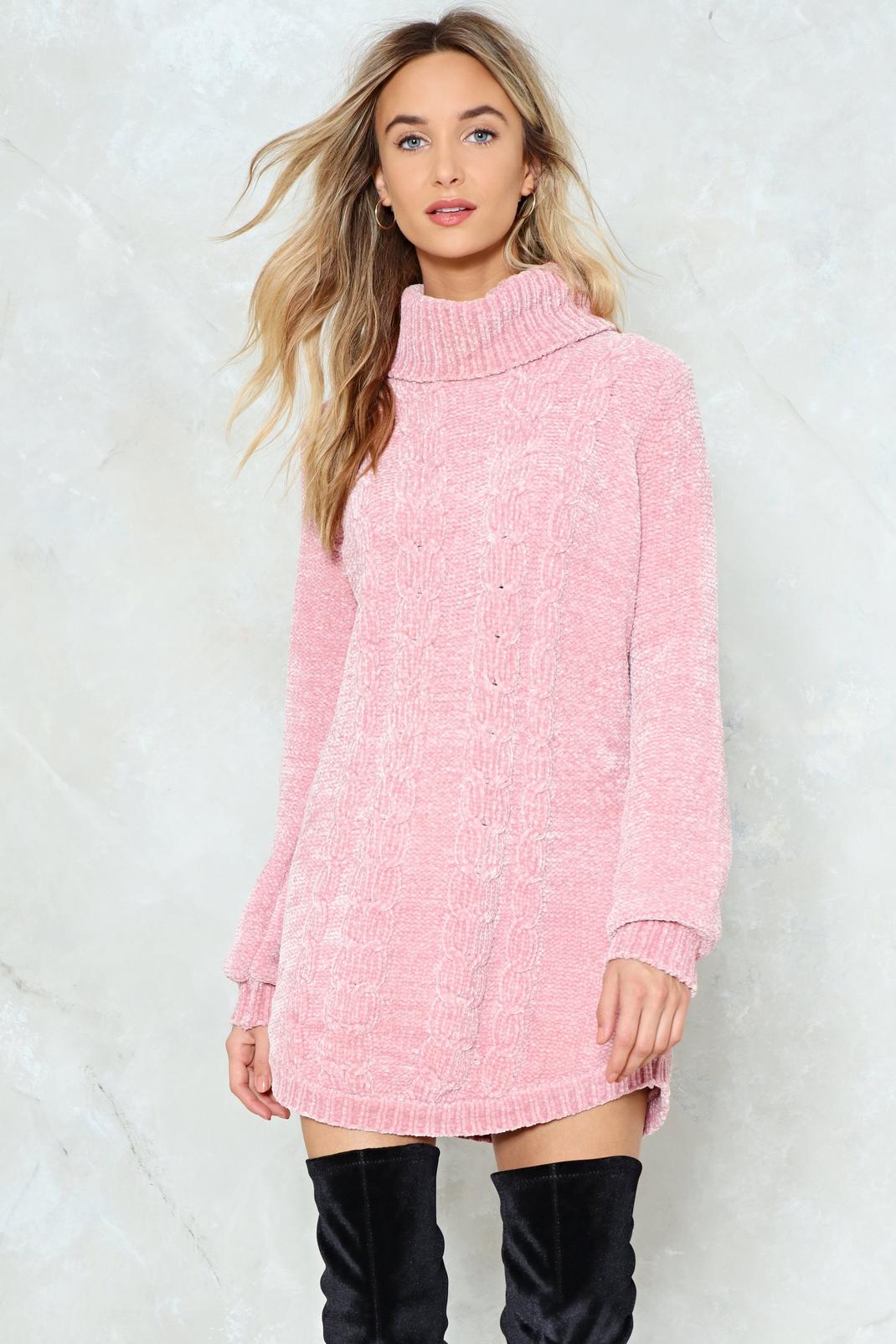 Dusky pink Don't Be So Cold Chenille Dress image number 1