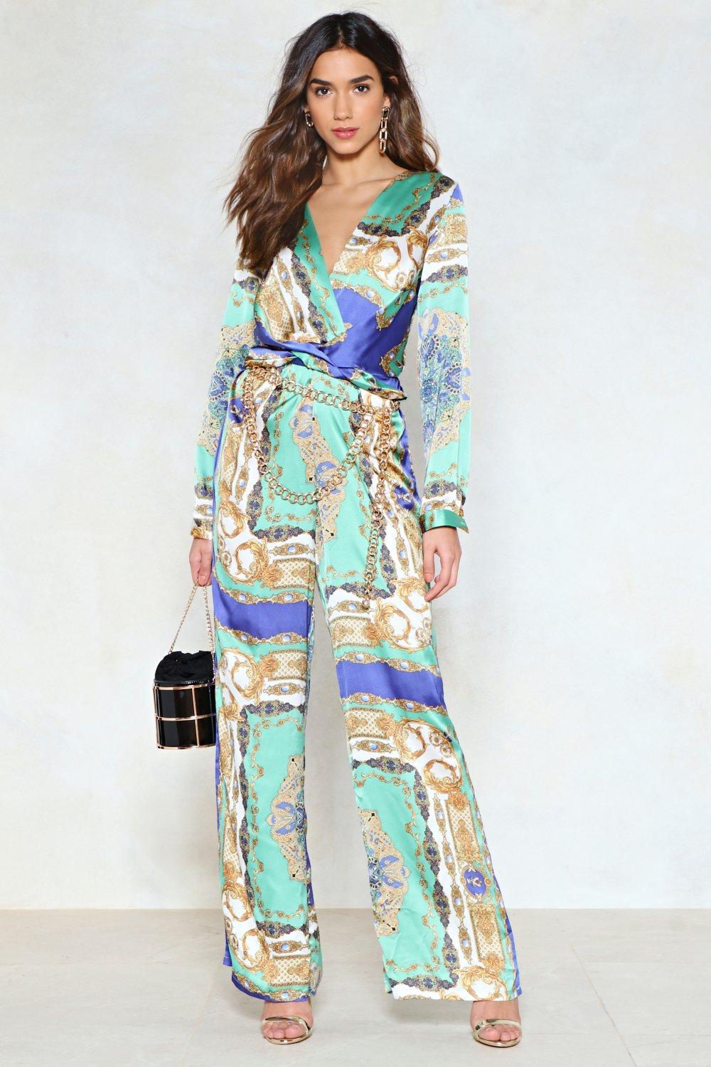 scarf print jumpsuit