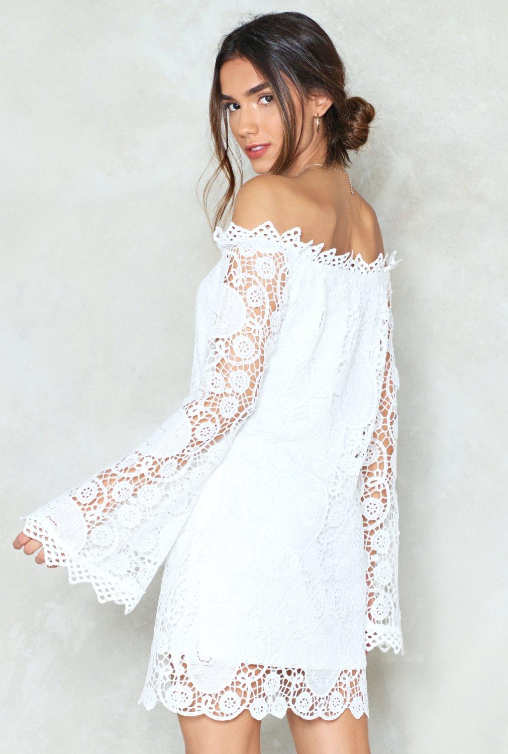 nasty gal white off the shoulder dress