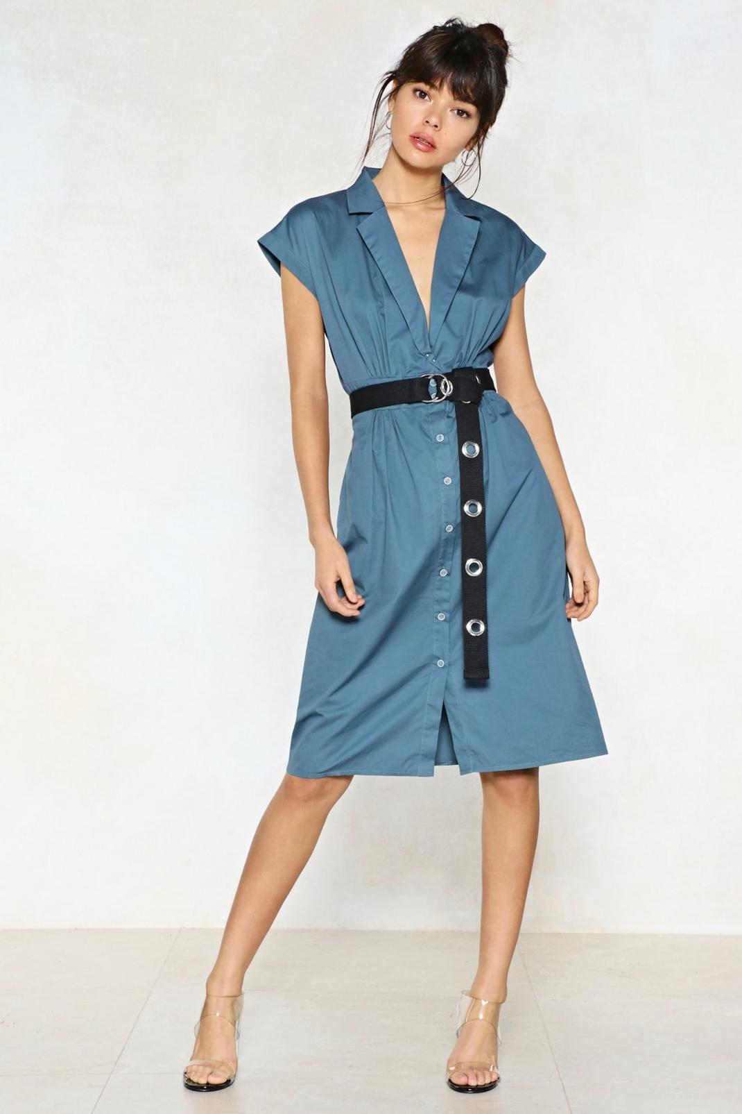 It Never Shirts to Ask Midi Dress, Blue image number 1