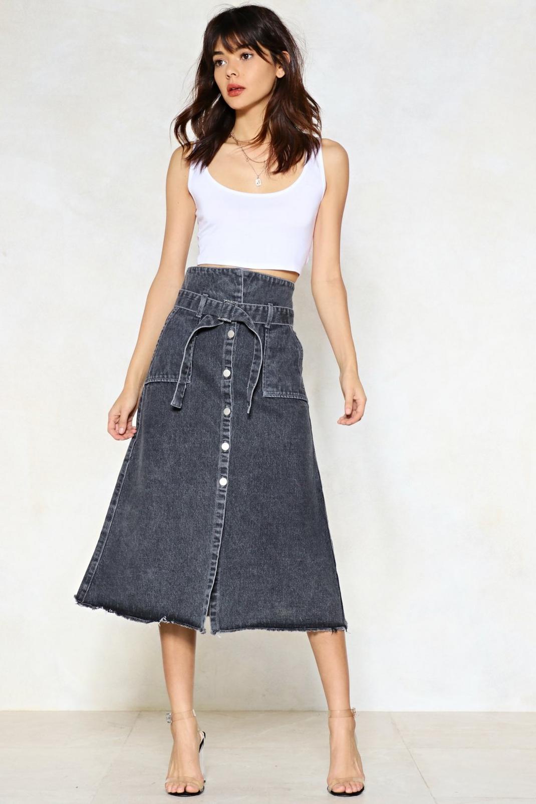 Stuck in the Midi With You Denim Skirt image number 1