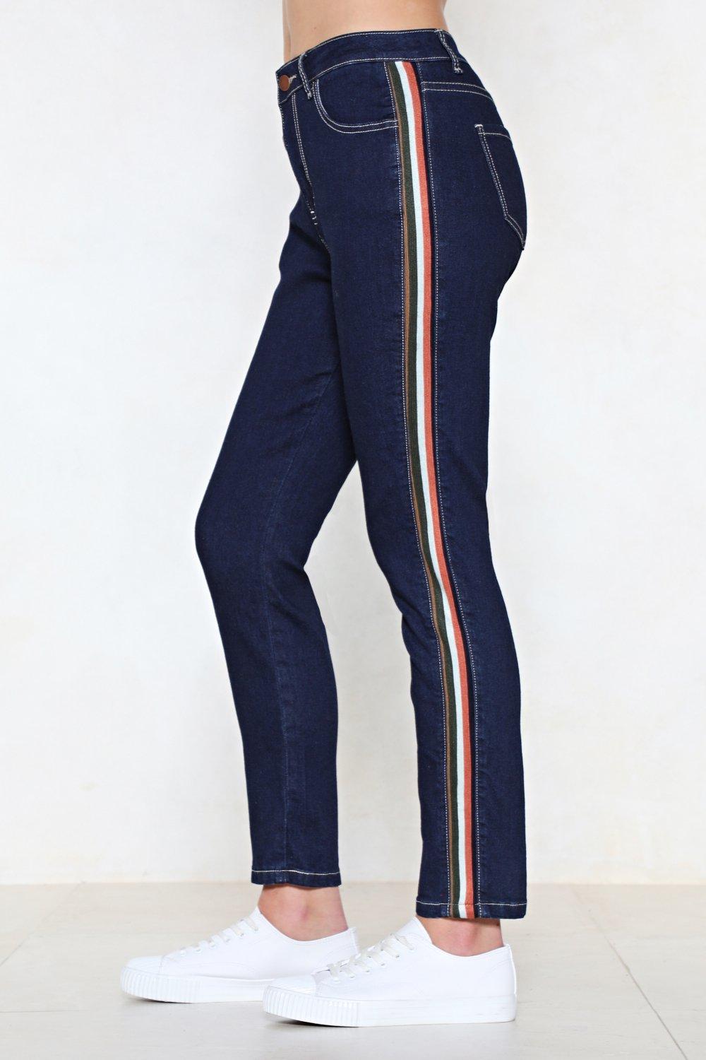 One on sale stripe jeans