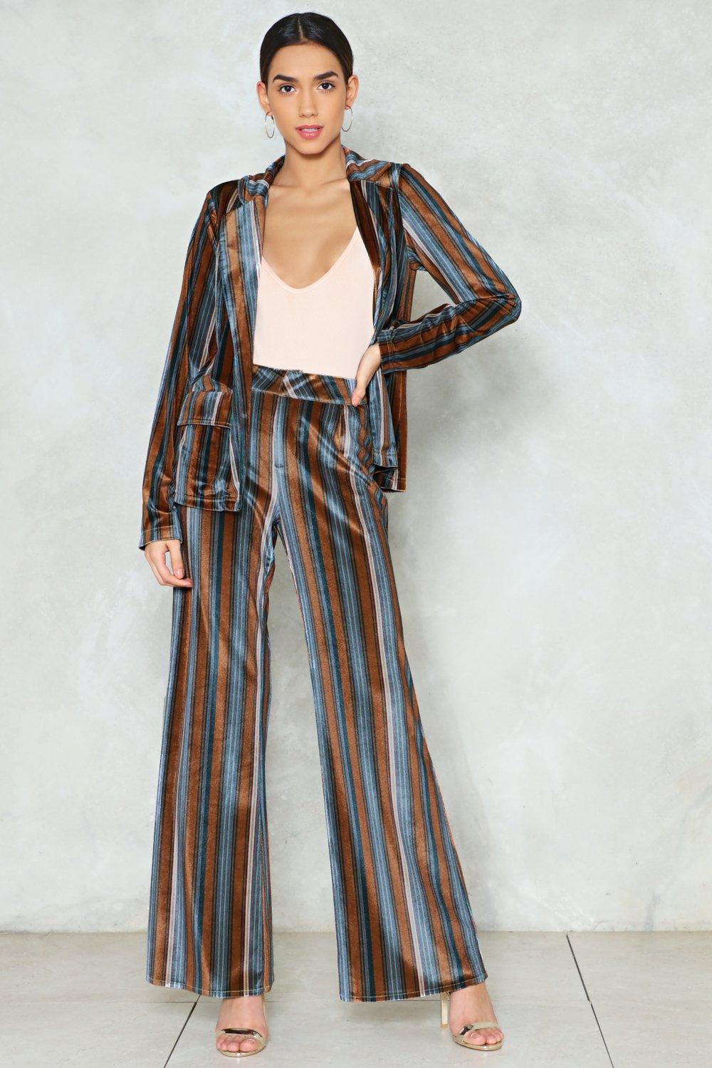velvet stripe pants