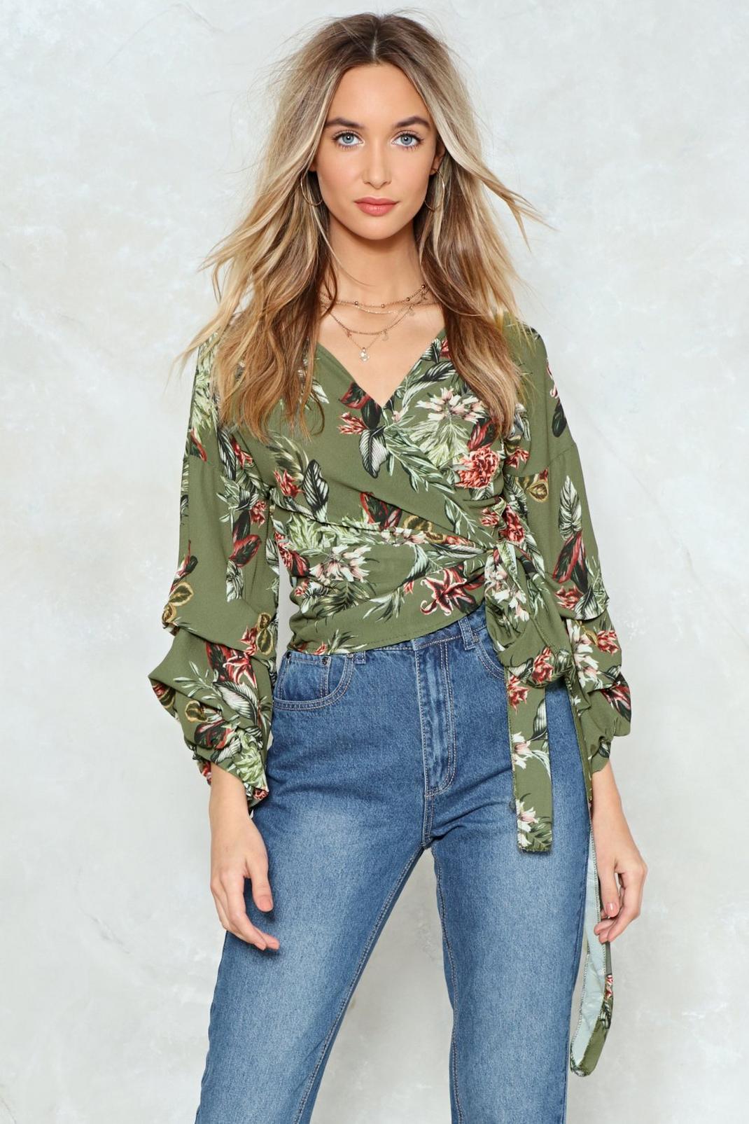 Do You Take Me for a Wrap Floral Blouse image number 1