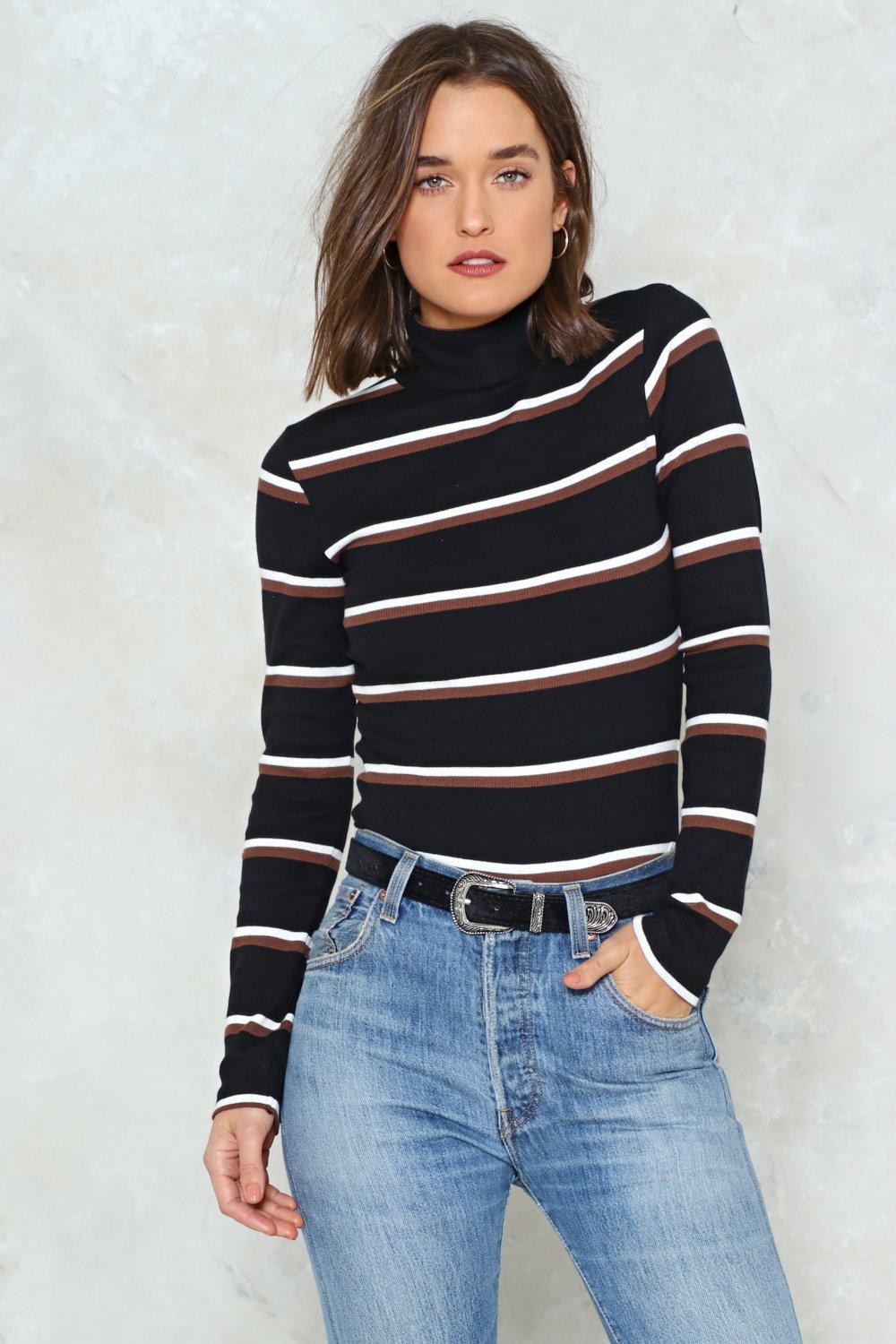 striped turtleneck sweater