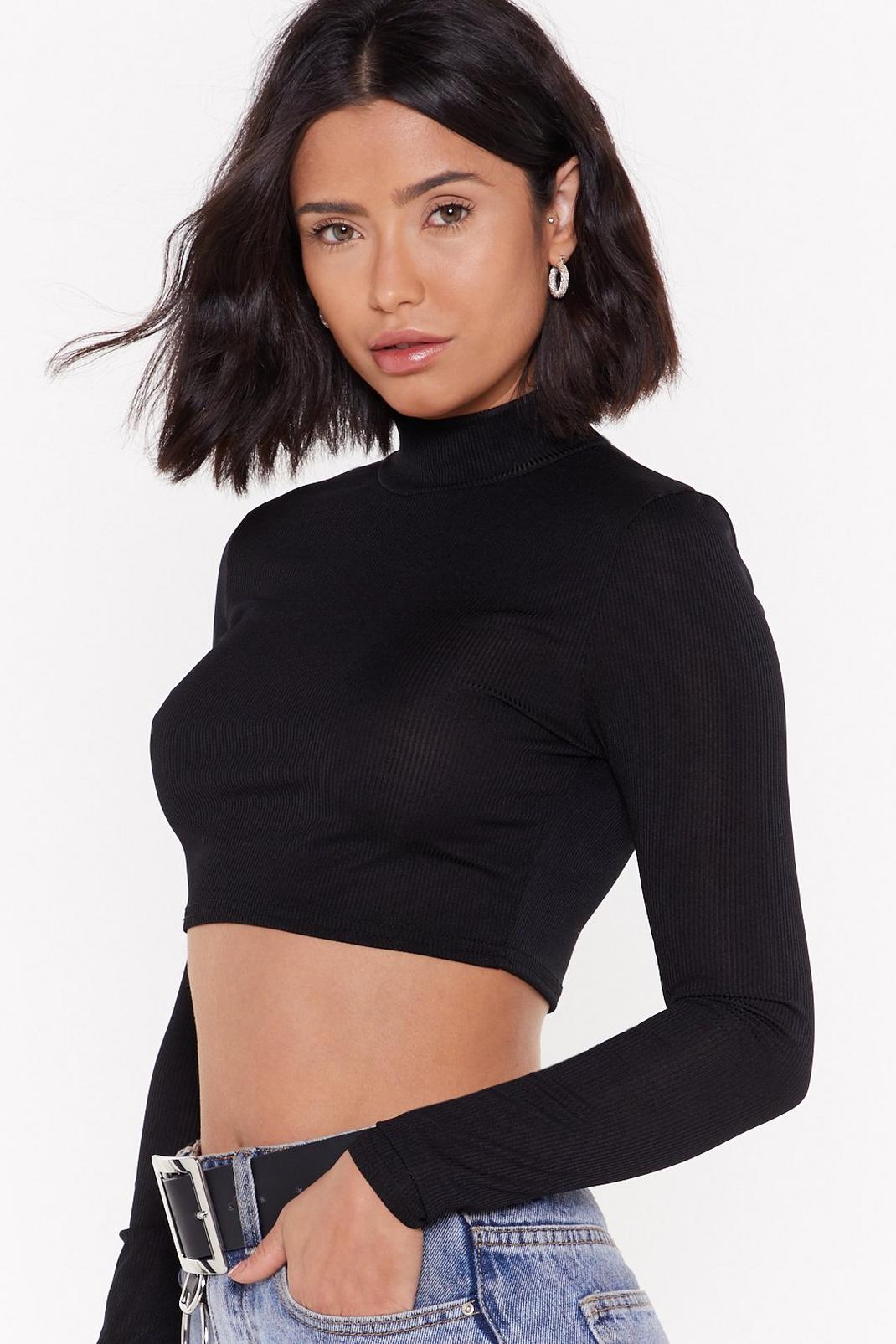 Black Crop Turtleneck Top | Nasty Gal