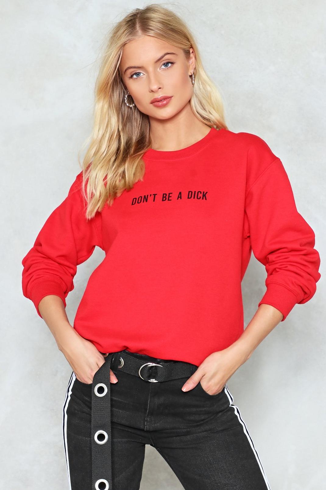 Red Dont Be a Dick Sweatshirt image number 1