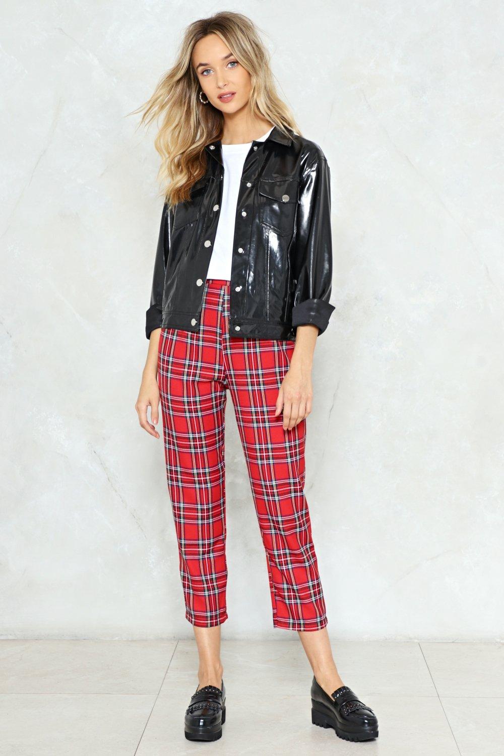 tartan pants red