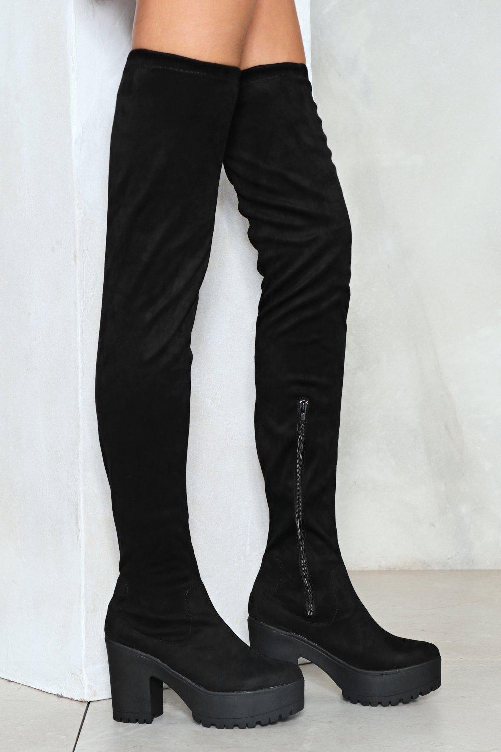 zip up thigh high boots