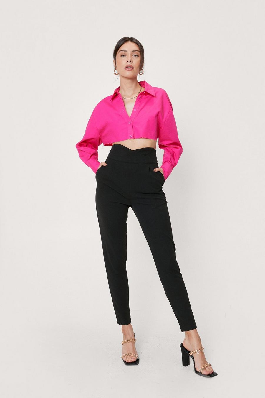 Fitted Wrap Waist Tailored Pants