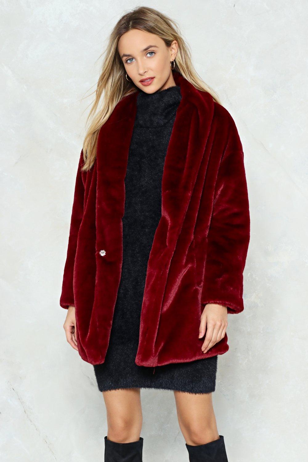 burgundy faux fur jacket