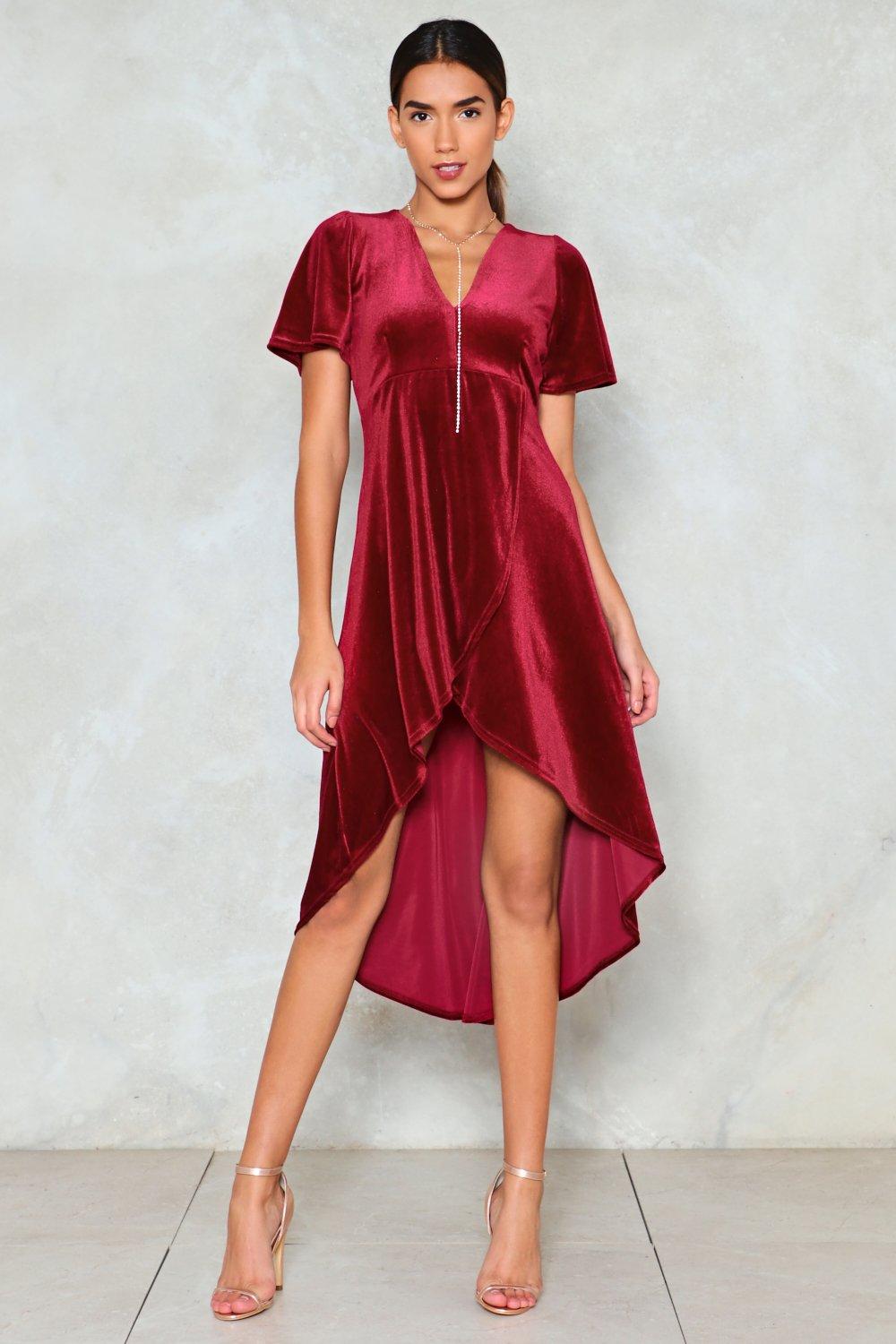 velvet high low dress