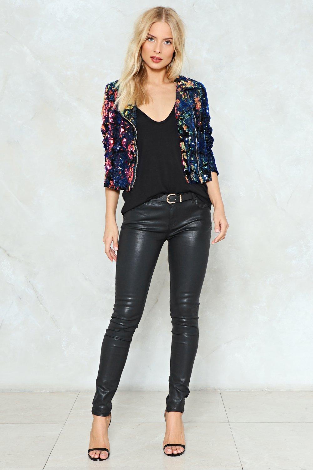 Glitter Ball of Fun Sequin Moto Jacket Nasty Gal