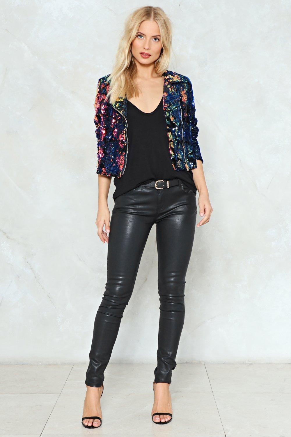 Glitter Ball of Fun Sequin Moto Jacket Nasty Gal