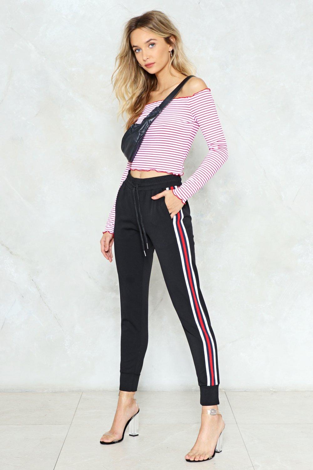 striped jogging pants