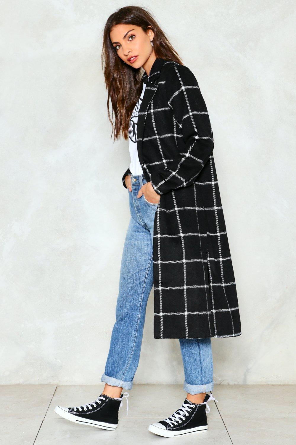 Town Square Grid Coat Nasty Gal