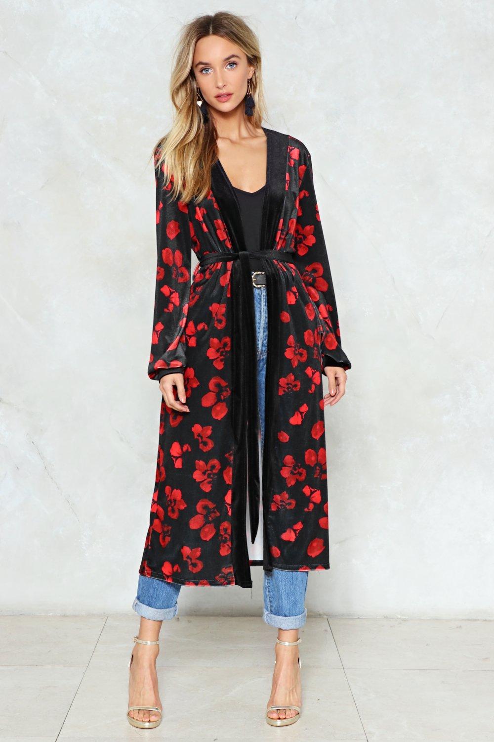 black floral kimono dress