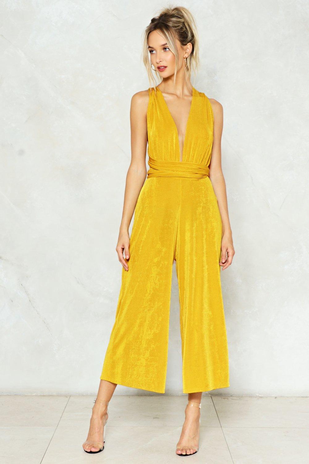 formal yellow jumpsuit