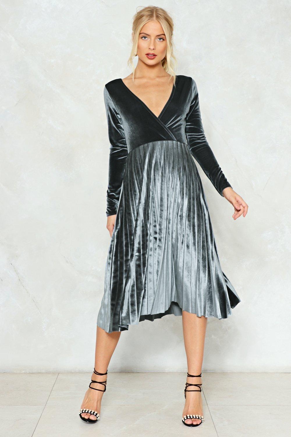 grey velvet dress