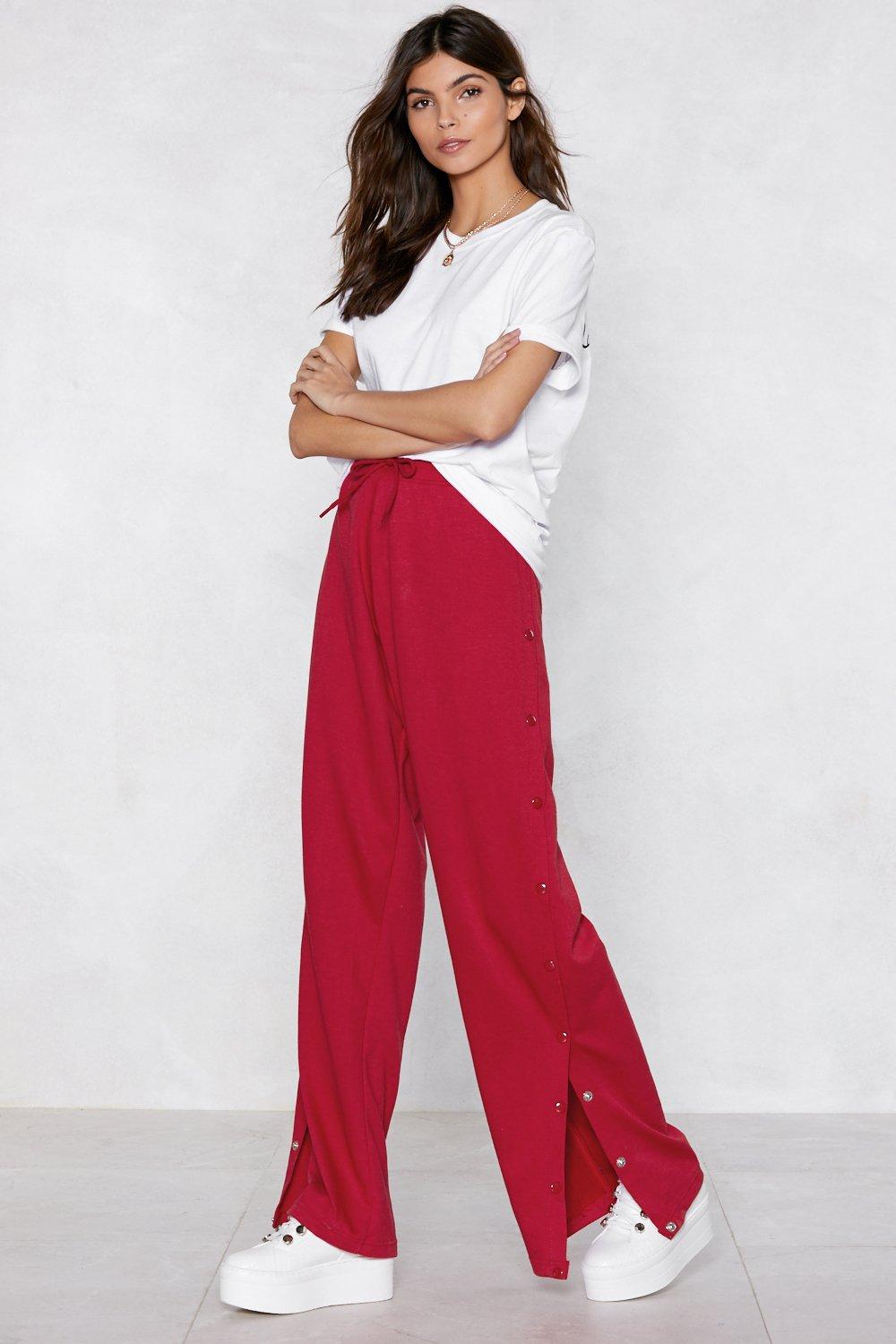 jogging pants with side snaps