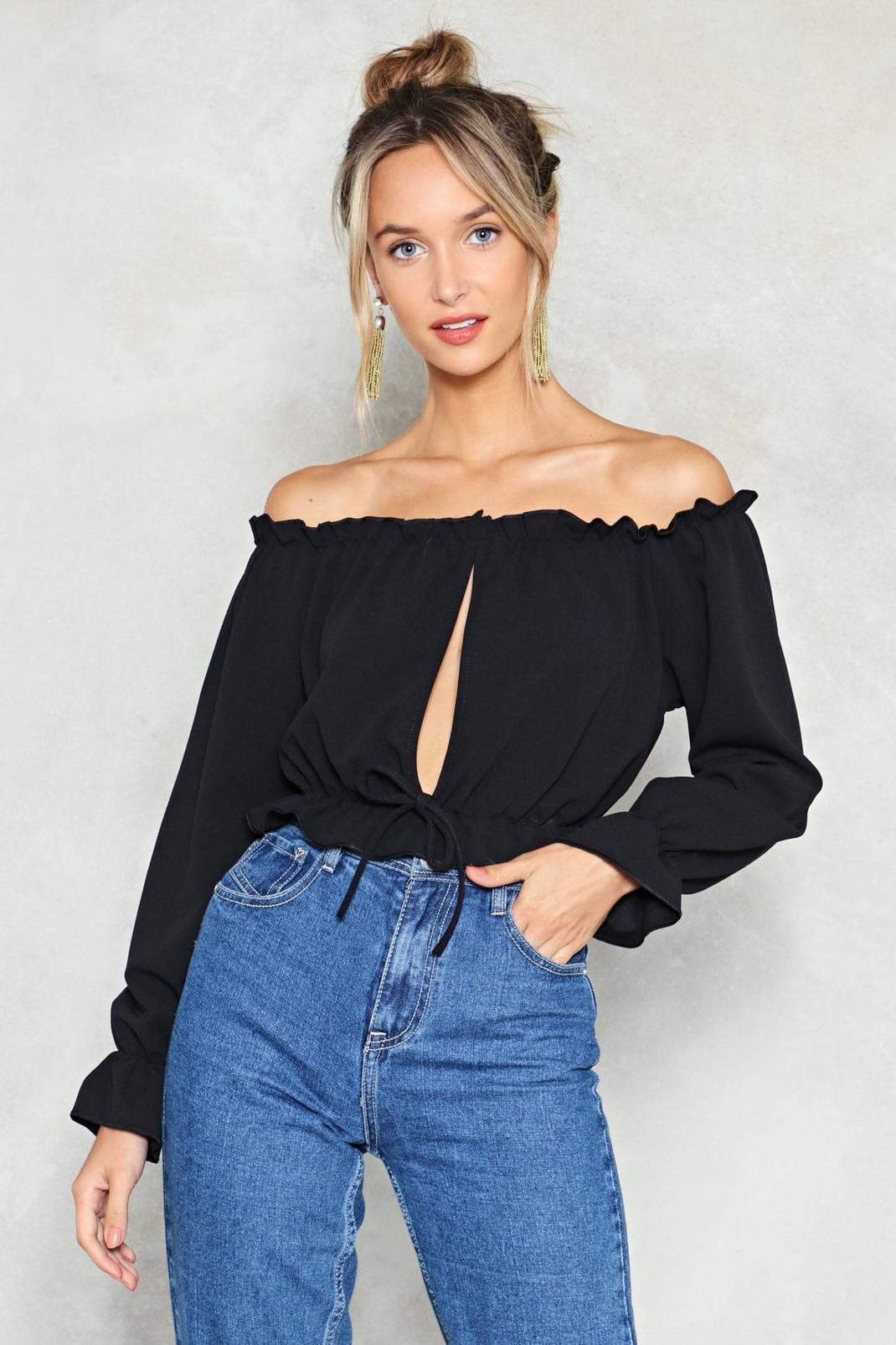 Get the Hole Picture Off-the-Shoulder Top image number 1
