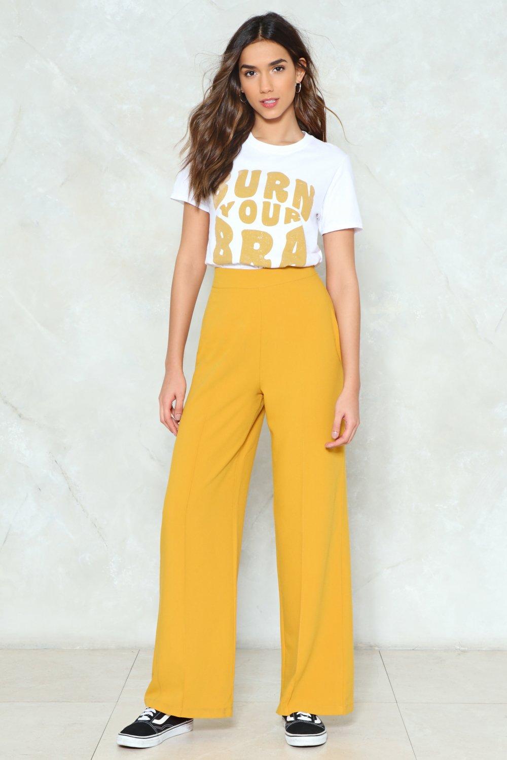 yellow high waisted pants