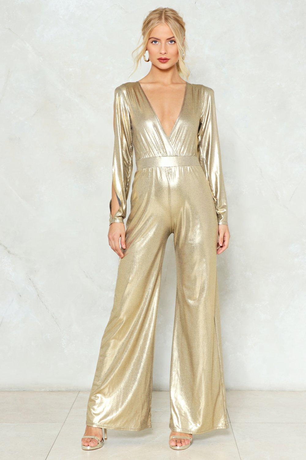 Dripping in Gold Metallic Jumpsuit | Nasty Gal